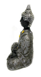 Meditating Buddha - Black & Silver